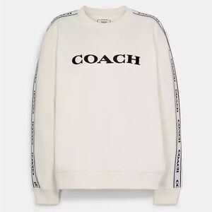 New Coach Cream Crewneck Sweatshirt with Logo arms